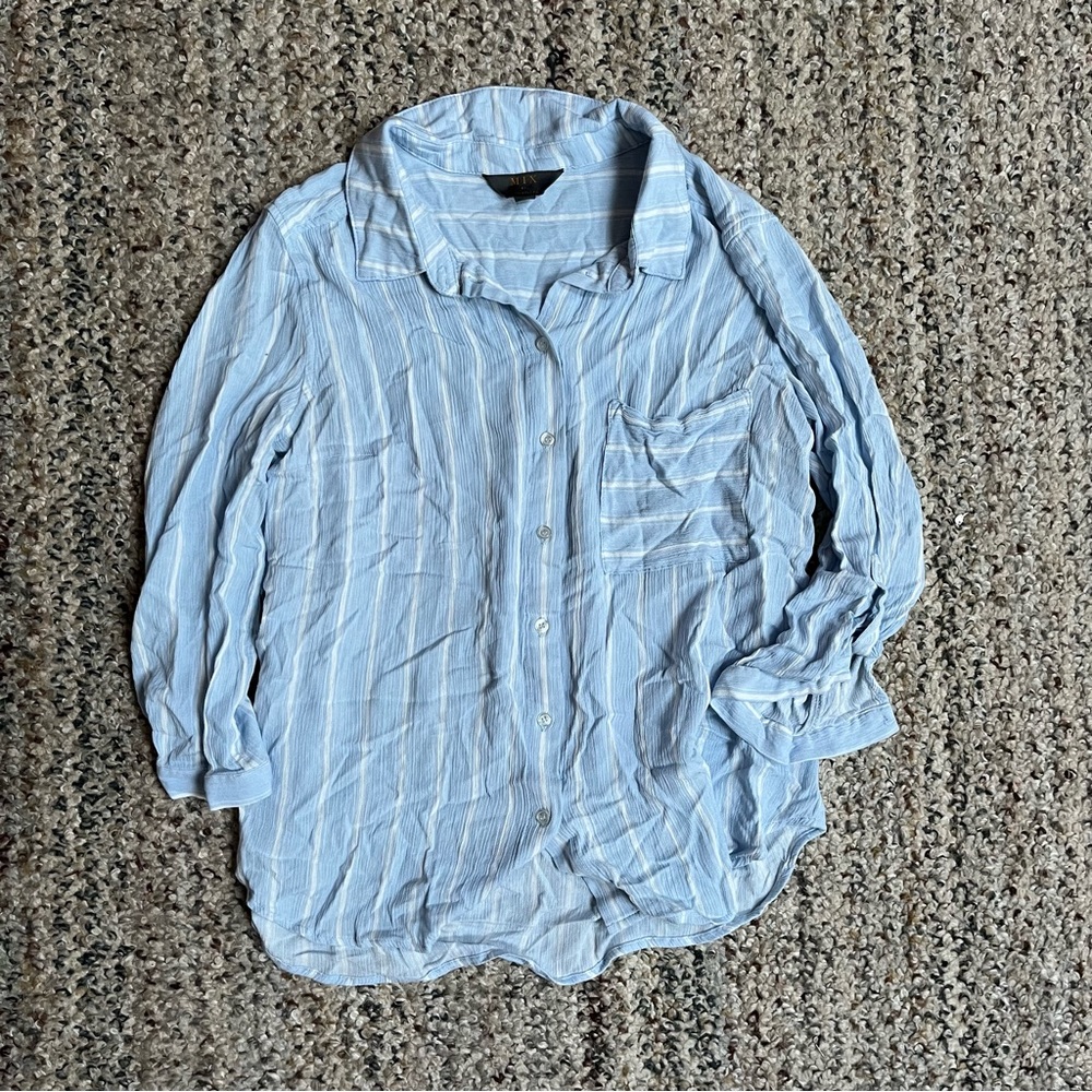 MIX by 41 Hawthorne Blue White Stripe Button Down L